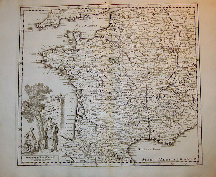 Albrizzi Giambattista (1698-1777) Carta geografica del Regno di Francia 1750 Venezia 
